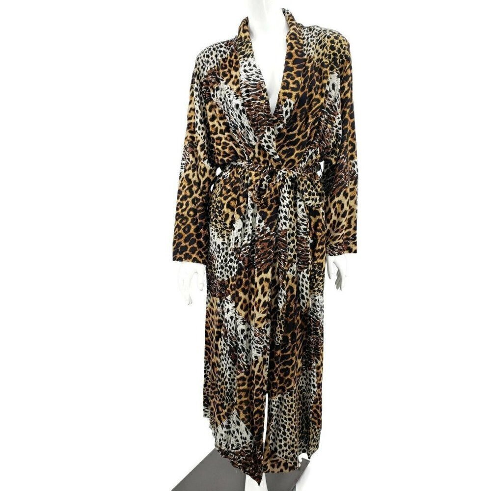 Vintage Victorias Secret Robe XS/S Long Leopard Print Rayon USA Crown Label